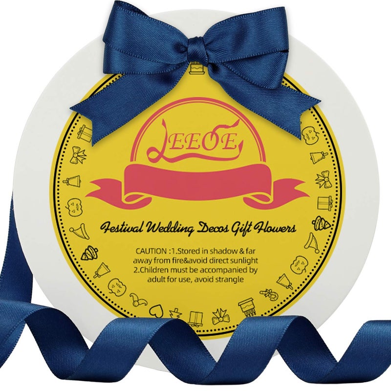 LEEQE Double Face Navy Blue Satin Ribbon 5/8 inch X 50 Yards Polyester Navy Blue Ribbon for Gift Wrapping Very Suitable for Weddings Party Invitation Decorations and More - Image 2